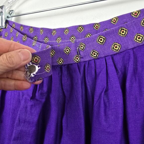 Hand Embroidered Purple Red Embroidered 70s Maxi Skirt Indian Mirrow Border XL - Picture 9 of 12